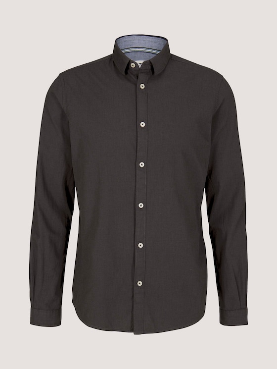 Slim Fit Hemd mit Struktur - Männer - black dark grey structure Slim Fit Hemd mit Struktur - Männer - black dark grey structure - 7 - TOM TAILOR