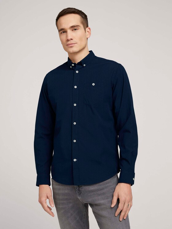 Hemd mit Bio-Baumwolle - Männer - Dark Blue Hemd mit Bio-Baumwolle - Männer - Dark Blue - 1 - TOM TAILOR