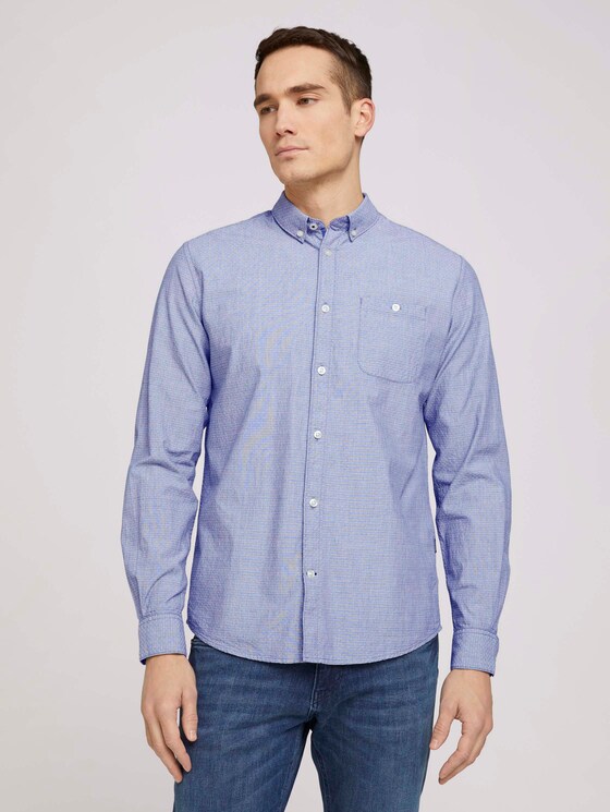Hemd mit Bio-Baumwolle - Männer - navy white dobby structure Hemd mit Bio-Baumwolle - Männer - navy white dobby structure - 1 - TOM TAILOR
