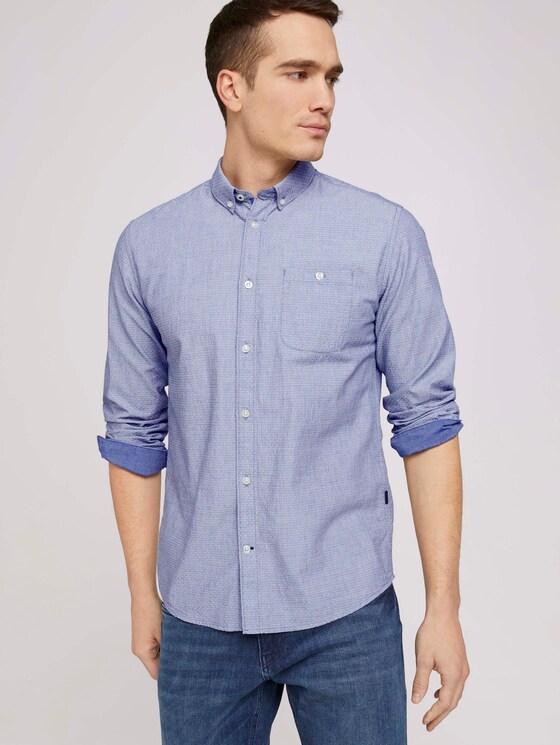 Hemd mit Bio-Baumwolle - Männer - navy white dobby structure Hemd mit Bio-Baumwolle - Männer - navy white dobby structure - 5 - TOM TAILOR
