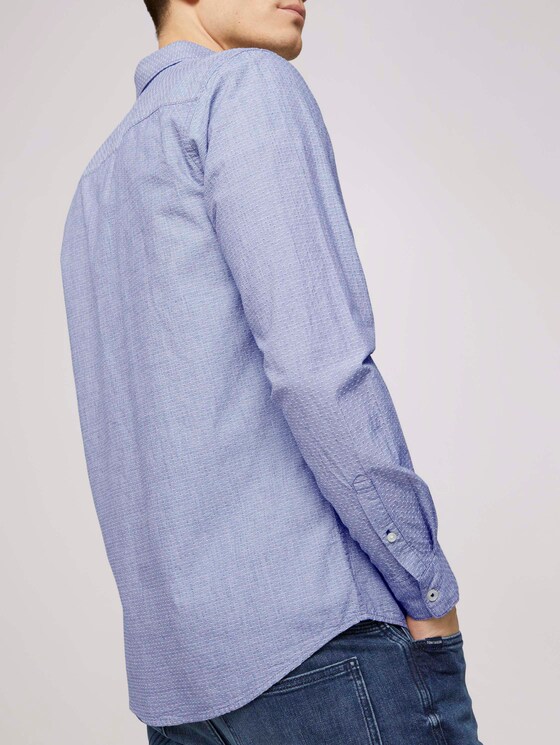Hemd mit Bio-Baumwolle - Männer - navy white dobby structure Hemd mit Bio-Baumwolle - Männer - navy white dobby structure - 9 - TOM TAILOR