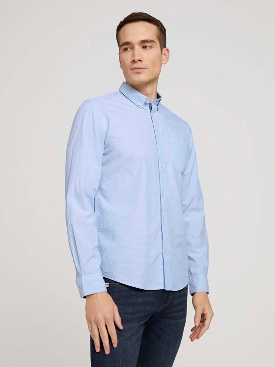 Hemd mit Bio-Baumwolle - Männer - light blue white structure Hemd mit Bio-Baumwolle - Männer - light blue white structure - 1 - TOM TAILOR