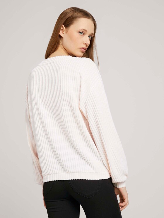 Langarmshirt mit V-Ausschnitt - Frauen - creme beige melange Langarmshirt mit V-Ausschnitt - Frauen - creme beige melange - 2 - TOM TAILOR Denim
