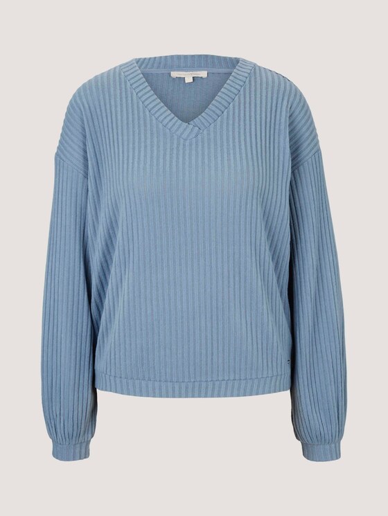 Langarmshirt mit V-Ausschnitt - Frauen - soft mid blue Langarmshirt mit V-Ausschnitt - Frauen - soft mid blue - 7 - TOM TAILOR Denim