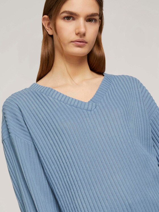 Langarmshirt mit V-Ausschnitt - Frauen - soft mid blue Langarmshirt mit V-Ausschnitt - Frauen - soft mid blue - 9 - TOM TAILOR Denim