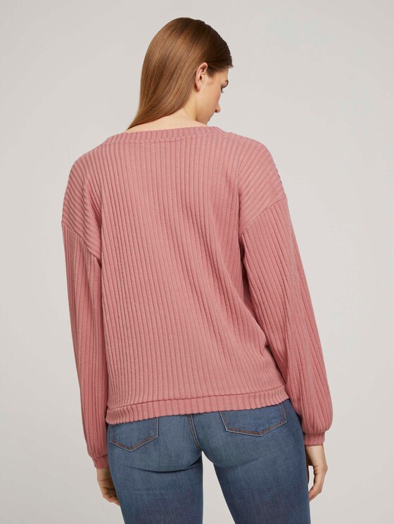 Langarmshirt mit V-Ausschnitt - Frauen - cozy rose Langarmshirt mit V-Ausschnitt - Frauen - cozy rose - 2 - TOM TAILOR Denim