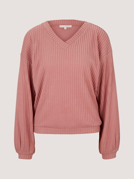 Langarmshirt mit V-Ausschnitt - Frauen - cozy rose Langarmshirt mit V-Ausschnitt - Frauen - cozy rose - 7 - TOM TAILOR Denim