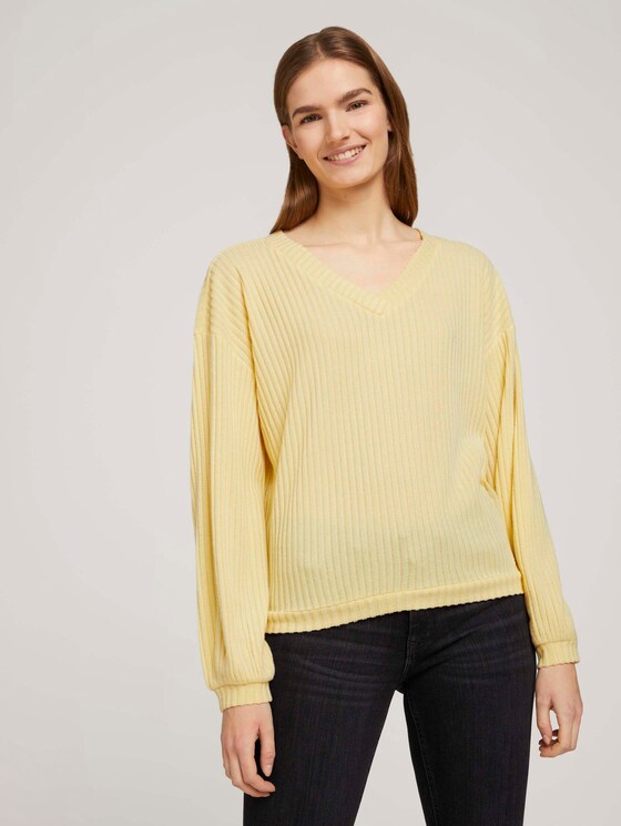 Langarmshirt mit V-Ausschnitt - Frauen - soft yellow Langarmshirt mit V-Ausschnitt - Frauen - soft yellow - 1 - TOM TAILOR Denim