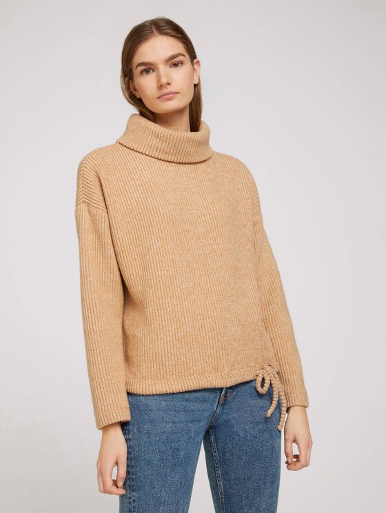Rollkragen Sweatshirt in Melange Optik - Frauen - light camel melange Rollkragen Sweatshirt in Melange Optik - Frauen - light camel melange - 1 - TOM TAILOR Denim