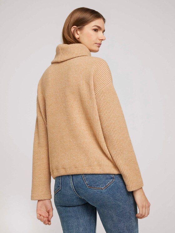 Rollkragen Sweatshirt in Melange Optik - Frauen - light camel melange Rollkragen Sweatshirt in Melange Optik - Frauen - light camel melange - 2 - TOM TAILOR Denim