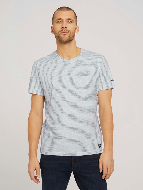 T-Shirt mit Streifenmuster - Männer - Blanc De Blanc White Melange T-Shirt mit Streifenmuster - Männer - Blanc De Blanc White Melange - 1 - TOM TAILOR