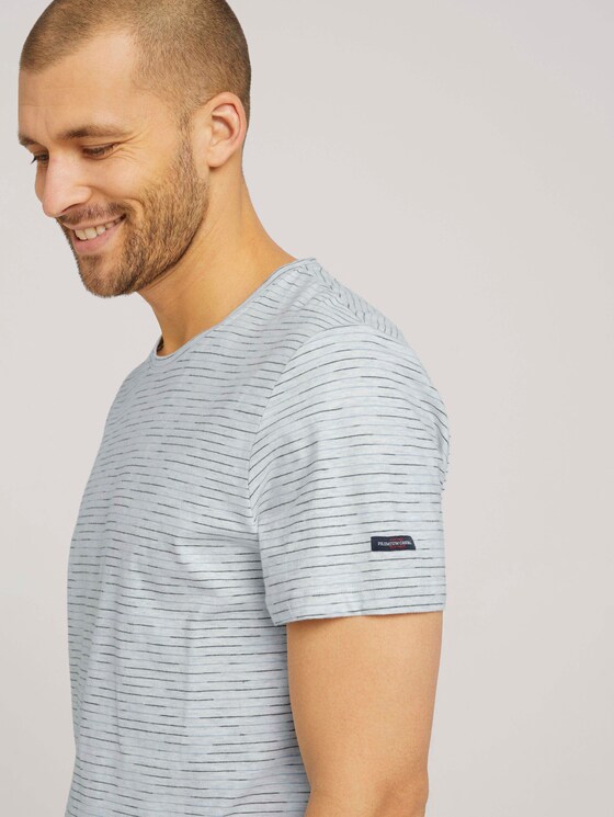 T-Shirt mit Streifenmuster - Männer - Blanc De Blanc White Melange T-Shirt mit Streifenmuster - Männer - Blanc De Blanc White Melange - 9 - TOM TAILOR
