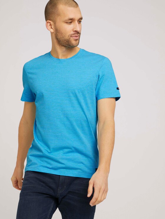 T-Shirt mit Streifenmuster - Männer - aquarius snow melange T-Shirt mit Streifenmuster - Männer - aquarius snow melange - 5 - TOM TAILOR