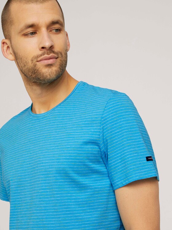 T-Shirt mit Streifenmuster - Männer - aquarius snow melange T-Shirt mit Streifenmuster - Männer - aquarius snow melange - 9 - TOM TAILOR