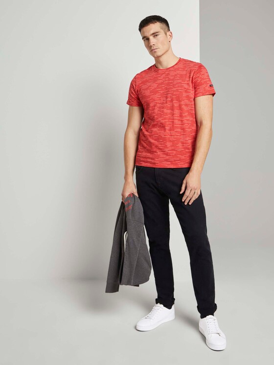 T-Shirt mit Streifenmuster - Männer - powerful red white melange T-Shirt mit Streifenmuster - Männer - powerful red white melange - 3 - TOM TAILOR
