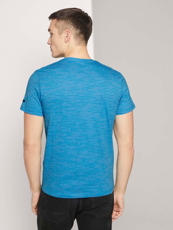 T-Shirt mit Streifenmuster - Männer - bright ibiza blue melange T-Shirt mit Streifenmuster - Männer - bright ibiza blue melange - 2 - TOM TAILOR