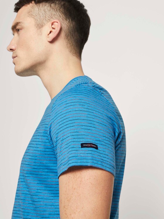 T-Shirt mit Streifenmuster - Männer - bright ibiza blue melange T-Shirt mit Streifenmuster - Männer - bright ibiza blue melange - 9 - TOM TAILOR