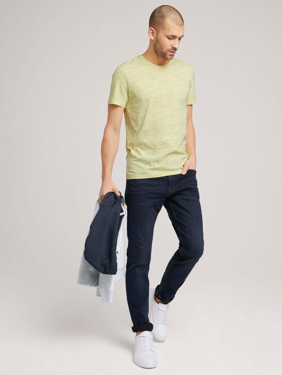 T-Shirt mit Streifenmuster - Männer - pale yellow white melange T-Shirt mit Streifenmuster - Männer - pale yellow white melange - 3 - TOM TAILOR