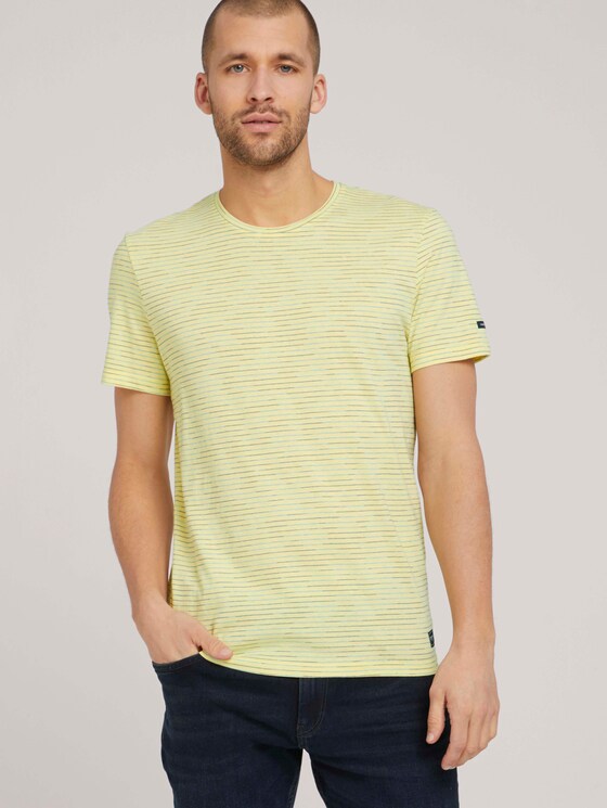 T-Shirt mit Streifenmuster - Männer - pale yellow white melange T-Shirt mit Streifenmuster - Männer - pale yellow white melange - 5 - TOM TAILOR