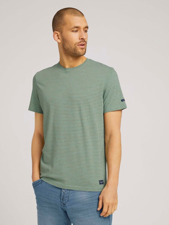 T-Shirt mit Streifenmuster - Männer - mint green grindle melange T-Shirt mit Streifenmuster - Männer - mint green grindle melange - 1 - TOM TAILOR