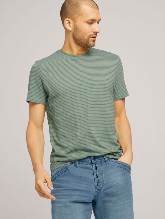 T-Shirt mit Streifenmuster - Männer - mint green grindle melange T-Shirt mit Streifenmuster - Männer - mint green grindle melange - 5 - TOM TAILOR