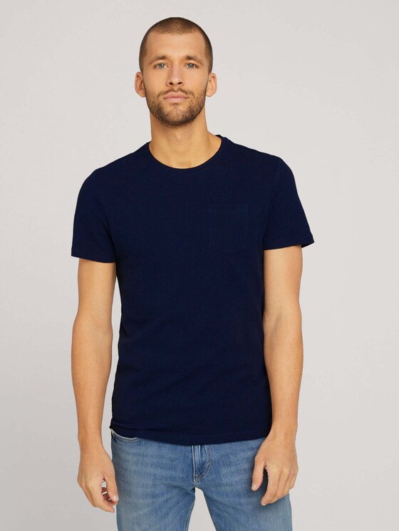 Strukturiertes T-Shirt - Männer - Dark Blue Strukturiertes T-Shirt - Männer - Dark Blue - 1 - TOM TAILOR