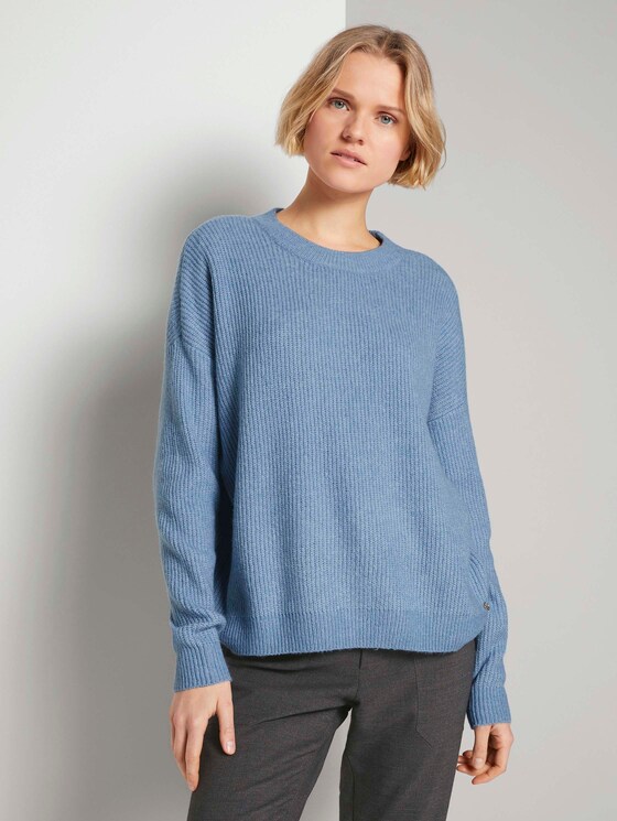 Strickpullover in Melange Optik - Frauen - soft mid blue melange Strickpullover in Melange Optik - Frauen - soft mid blue melange - 1 - TOM TAILOR Denim