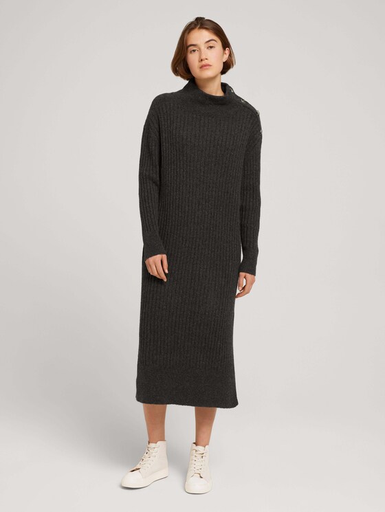 Strickkleid aus recyceltem Polyester - Frauen - Shale Grey Melange Strickkleid aus recyceltem Polyester - Frauen - Shale Grey Melange - 1 - TOM TAILOR Denim