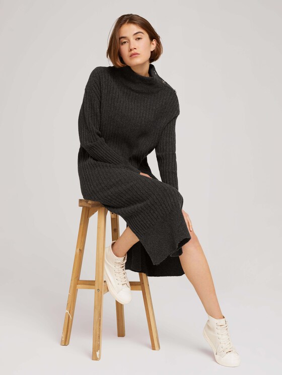 Strickkleid aus recyceltem Polyester - Frauen - Shale Grey Melange Strickkleid aus recyceltem Polyester - Frauen - Shale Grey Melange - 5 - TOM TAILOR Denim