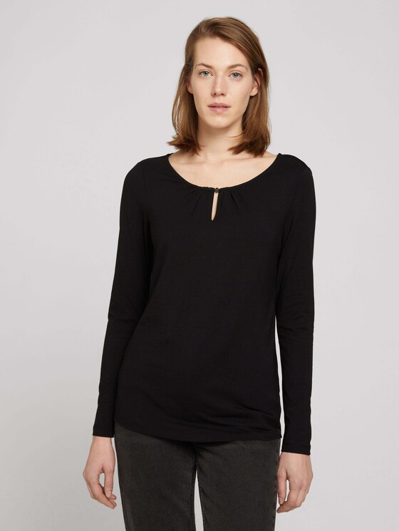 Langarmshirt mit Raffung - Frauen - deep black Langarmshirt mit Raffung - Frauen - deep black - 1 - TOM TAILOR