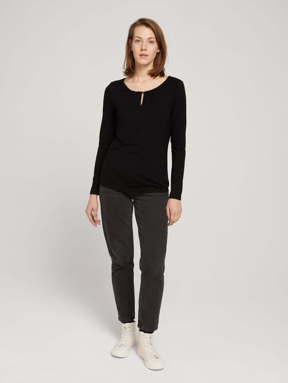 Langarmshirt mit Raffung - Frauen - deep black Langarmshirt mit Raffung - Frauen - deep black - 3 - TOM TAILOR