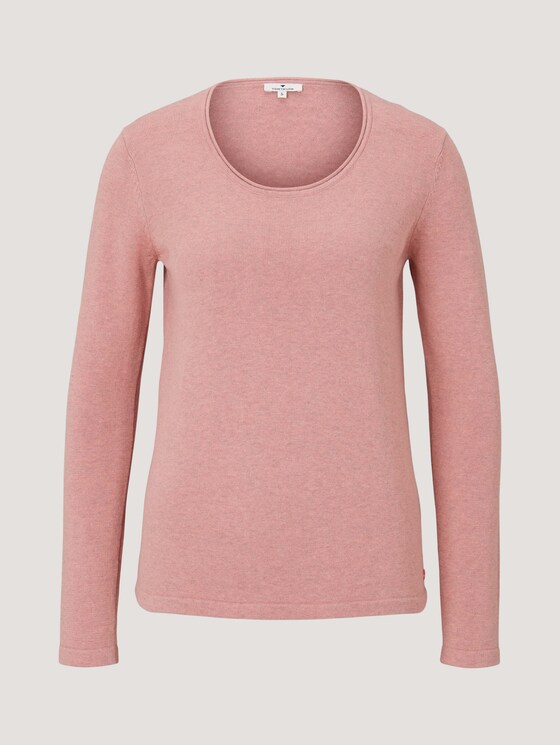 Knitted cotton sweater - Women - blush rose melange Knitted cotton sweater - Women - blush rose melange - 7 - TOM TAILOR