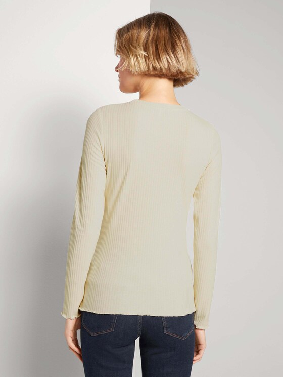 Langarmshirt aus feinem Ripp - Frauen - soft creme beige Langarmshirt aus feinem Ripp - Frauen - soft creme beige - 2 - TOM TAILOR Denim