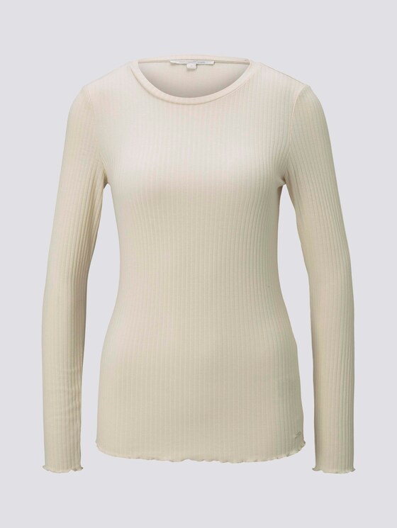 Langarmshirt aus feinem Ripp - Frauen - soft creme beige Langarmshirt aus feinem Ripp - Frauen - soft creme beige - 7 - TOM TAILOR Denim