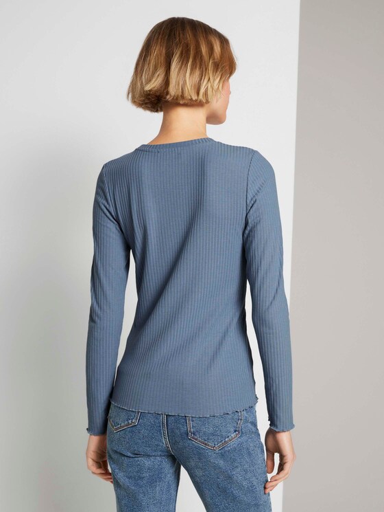 Langarmshirt aus feinem Ripp - Frauen - soft mid blue Langarmshirt aus feinem Ripp - Frauen - soft mid blue - 2 - TOM TAILOR Denim