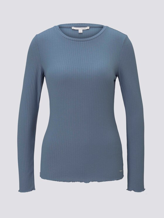 Langarmshirt aus feinem Ripp - Frauen - soft mid blue Langarmshirt aus feinem Ripp - Frauen - soft mid blue - 7 - TOM TAILOR Denim