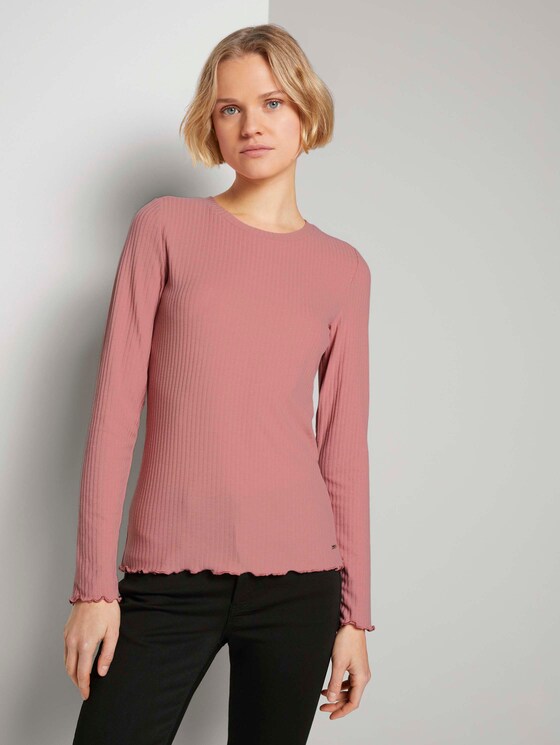 Langarmshirt aus feinem Ripp - Frauen - cozy rose Langarmshirt aus feinem Ripp - Frauen - cozy rose - 1 - TOM TAILOR Denim