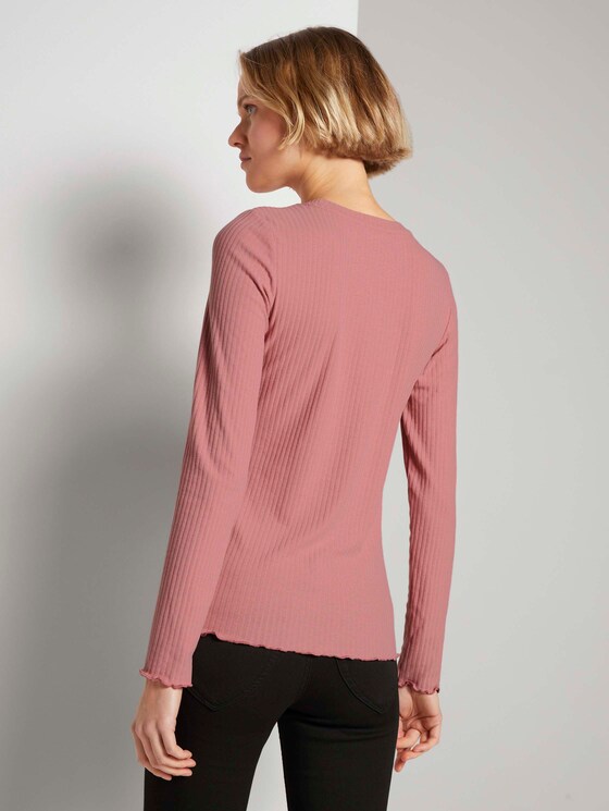 Langarmshirt aus feinem Ripp - Frauen - cozy rose Langarmshirt aus feinem Ripp - Frauen - cozy rose - 2 - TOM TAILOR Denim