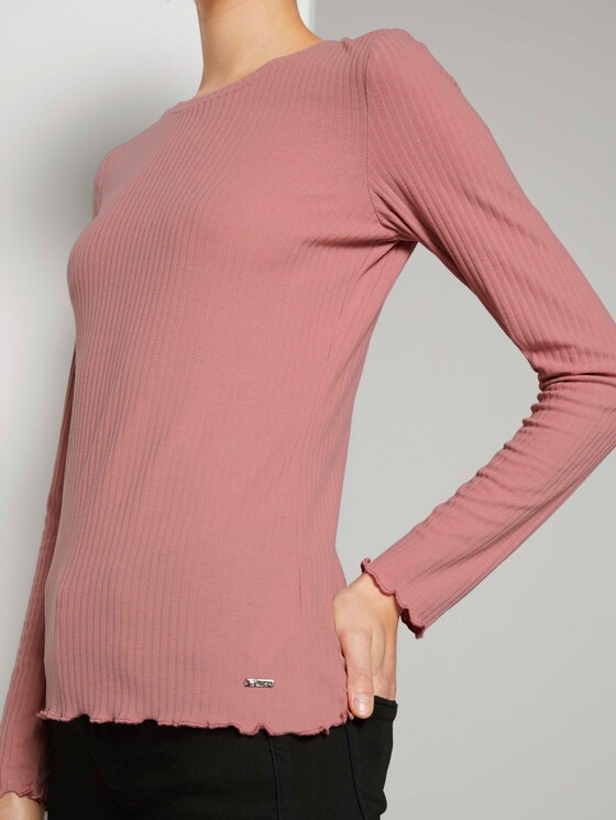 Langarmshirt aus feinem Ripp - Frauen - cozy rose Langarmshirt aus feinem Ripp - Frauen - cozy rose - 9 - TOM TAILOR Denim