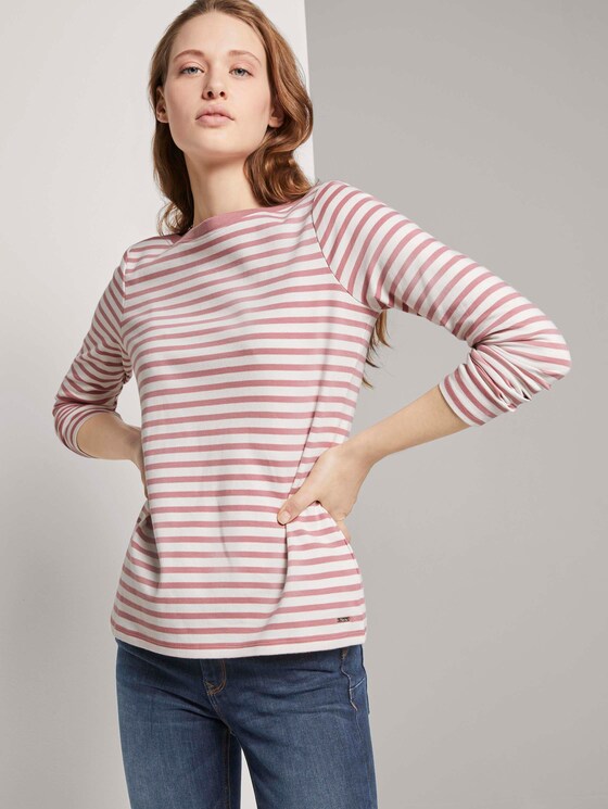 Gestreiftes Langarmshirt mit Bio-Baumwolle - Frauen - rose white stripe Gestreiftes Langarmshirt mit Bio-Baumwolle - Frauen - rose white stripe - 5 - TOM TAILOR Denim