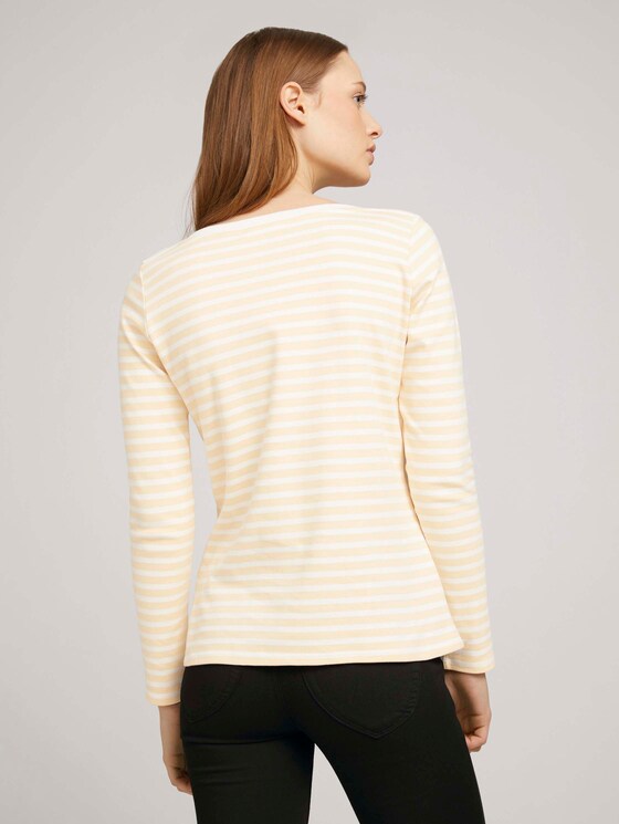 Gestreiftes Langarmshirt mit Bio-Baumwolle - Frauen - white yellow stripe Gestreiftes Langarmshirt mit Bio-Baumwolle - Frauen - white yellow stripe - 2 - TOM TAILOR Denim