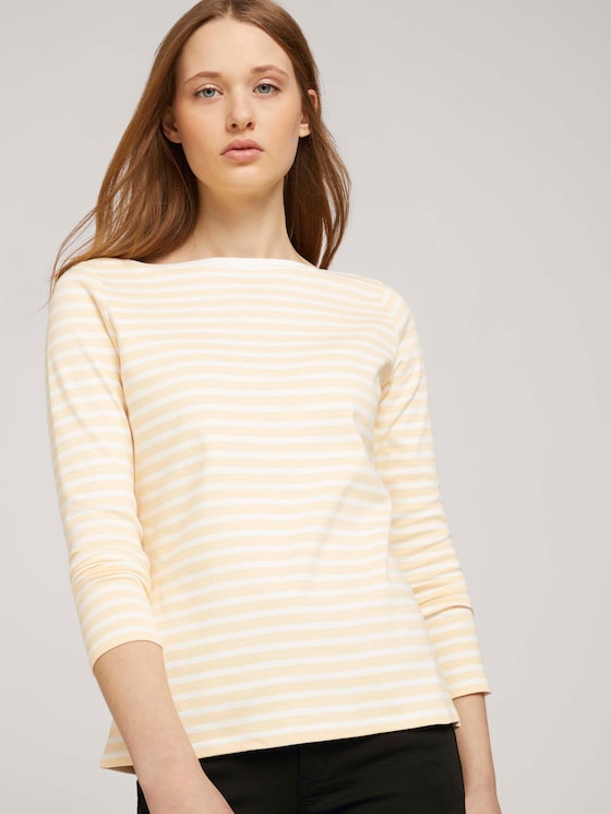 Gestreiftes Langarmshirt mit Bio-Baumwolle - Frauen - white yellow stripe Gestreiftes Langarmshirt mit Bio-Baumwolle - Frauen - white yellow stripe - 5 - TOM TAILOR Denim