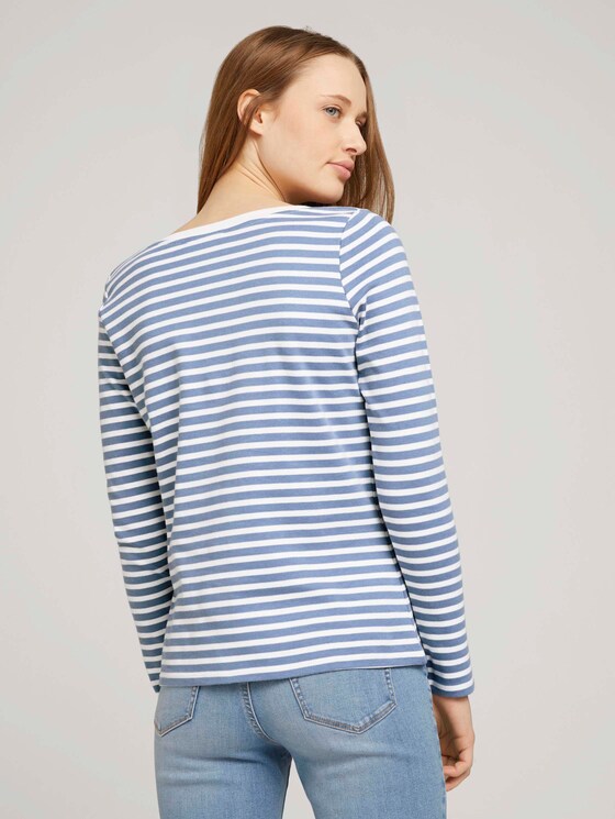 Gestreiftes Langarmshirt mit Bio-Baumwolle - Frauen - white blue stripe Gestreiftes Langarmshirt mit Bio-Baumwolle - Frauen - white blue stripe - 2 - TOM TAILOR Denim