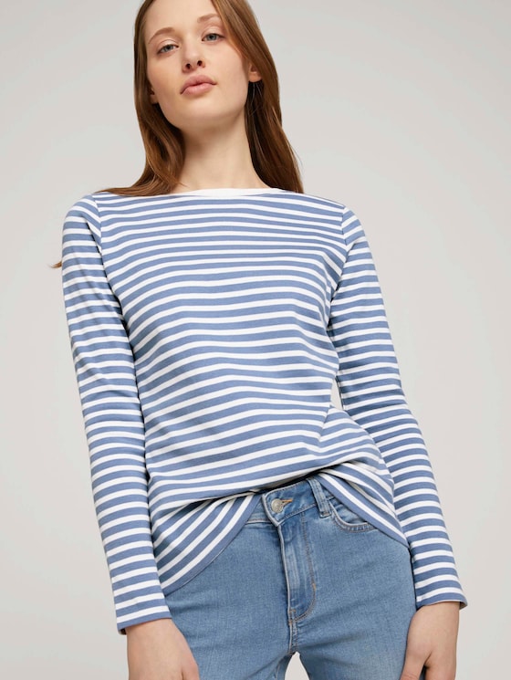 Gestreiftes Langarmshirt mit Bio-Baumwolle - Frauen - white blue stripe Gestreiftes Langarmshirt mit Bio-Baumwolle - Frauen - white blue stripe - 5 - TOM TAILOR Denim