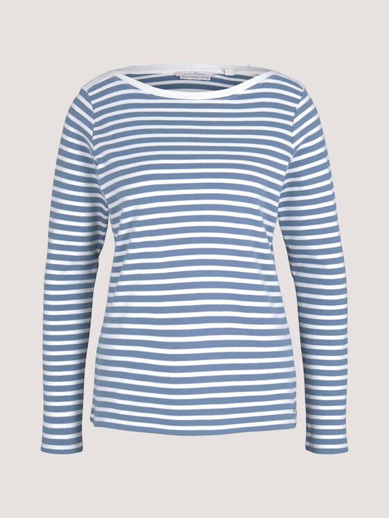 Gestreiftes Langarmshirt mit Bio-Baumwolle - Frauen - white blue stripe Gestreiftes Langarmshirt mit Bio-Baumwolle - Frauen - white blue stripe - 7 - TOM TAILOR Denim
