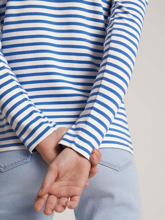 Gestreiftes Langarmshirt mit Bio-Baumwolle - Frauen - mid blue white stripe Gestreiftes Langarmshirt mit Bio-Baumwolle - Frauen - mid blue white stripe - 10 - TOM TAILOR Denim