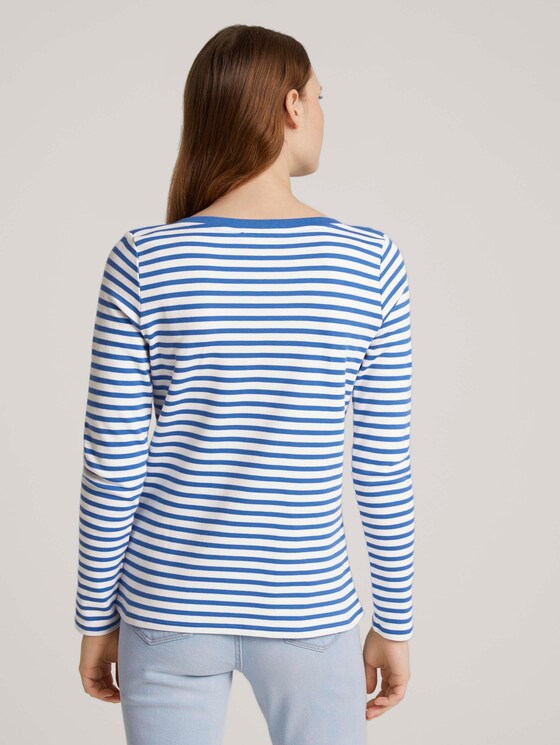 Gestreiftes Langarmshirt mit Bio-Baumwolle - Frauen - mid blue white stripe Gestreiftes Langarmshirt mit Bio-Baumwolle - Frauen - mid blue white stripe - 2 - TOM TAILOR Denim