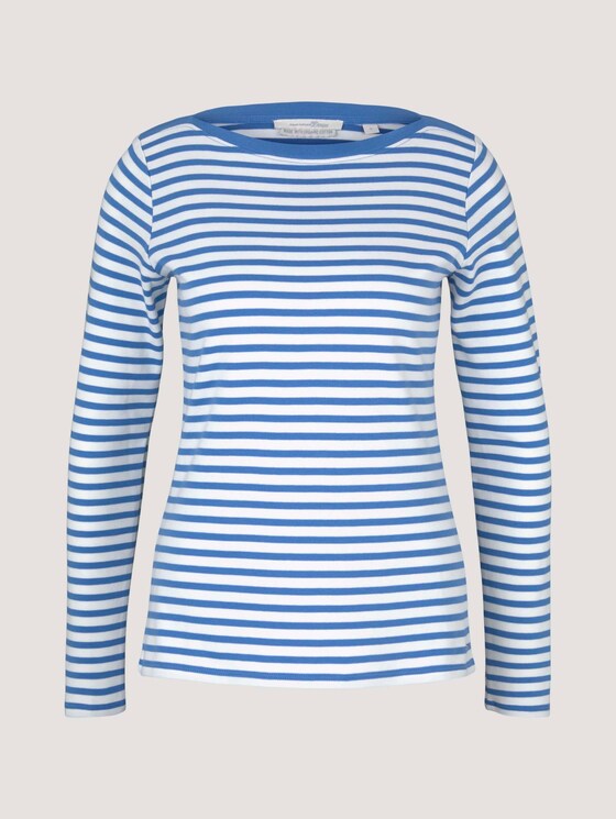Gestreiftes Langarmshirt mit Bio-Baumwolle - Frauen - mid blue white stripe Gestreiftes Langarmshirt mit Bio-Baumwolle - Frauen - mid blue white stripe - 7 - TOM TAILOR Denim