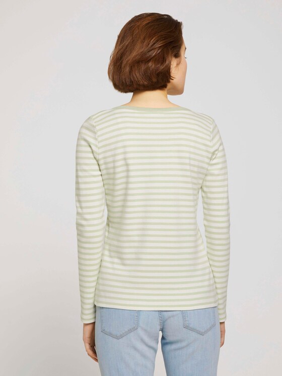 Gestreiftes Langarmshirt mit Bio-Baumwolle - Frauen - pine green white stripe Gestreiftes Langarmshirt mit Bio-Baumwolle - Frauen - pine green white stripe - 2 - TOM TAILOR Denim
