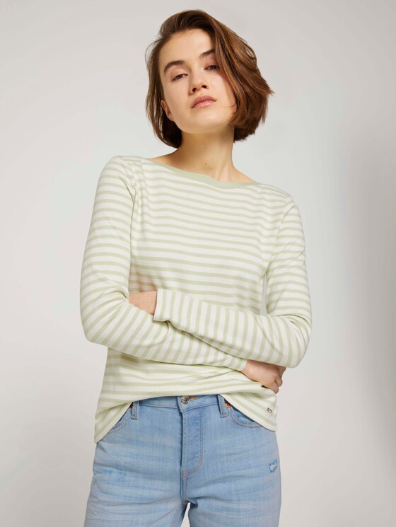 Gestreiftes Langarmshirt mit Bio-Baumwolle - Frauen - pine green white stripe Gestreiftes Langarmshirt mit Bio-Baumwolle - Frauen - pine green white stripe - 5 - TOM TAILOR Denim